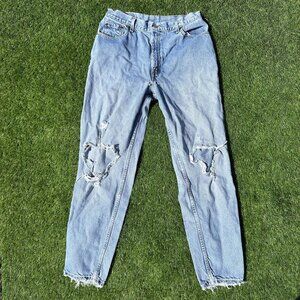 Vtg 90s Levis 550 Jeans Mens 30 x 29 Blue Light Wash Distressed USA Relaxed Fit